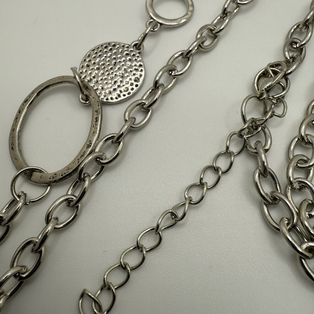 Silver Tone Necklace Faux Pink Pearl Heart Charm Long‎ 40” + 3” Extender - Picture 2 of 10